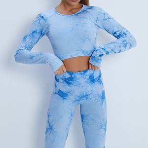 Custom Plus Size Women's Sportswear Fitness & Yoga Wear Beautiful Style <b>Long</b> <b>Sleeve</b> <b>Top</b> and Pants Sets with Plaid Pattern - Product Image 3