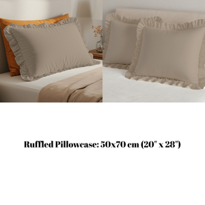 Funda de almohada y cojín tejida de polialgodón con volantes marrón de 50x70cm para hoteles, hospitales, hogares - Product Image 5