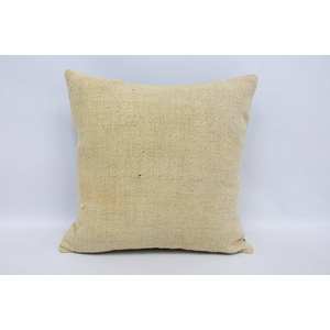 Subtle Striped Beige Wool 18x18 Inch Kantha Pillow Luxury Vintage Fluffy Woven Decorative <b>Cushion</b> for Bedding or Floor Use - Product Image 1