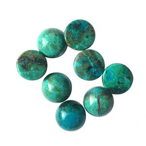 100% Chrysocolle naturelle de qualité supérieure Forme ronde Chrysocolle Calibré Flatback Cabochon Gemstone Disponible en tailles Wow Qualité - Product Image 3