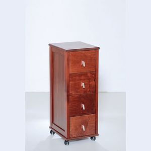 Small Room Solution Modern Compact Solid Wood Beech Drawer Cart with Tile Top and <b>Chrome</b> Handles for Space Efficiency - Product Image 1