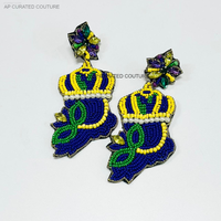 Boucles d'oreilles géométriques bohèmes en perles de rocaille pour le Mardi Gras, design personnalisé, faites à la main, accessoires de déclaration scintillants pour les fêtes de la Nouvelle-Orléans