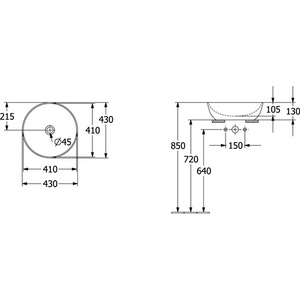 Lavabo Redondo de Cerámica Moderno para Encimera V&B ARTIS, D=430mm, Blanco, Sin Desagüe, VILLEROY & BOCH - Product Image 5