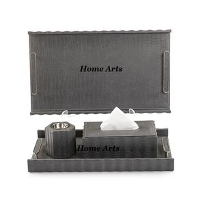 Brûleur Bakhoor en cuir au design attrayant avec plateau et boîte à mouchoirs Brûleur Bakhoor d'encens pour organisateur de bureau - Product Image 4