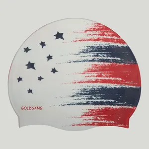 wholesale adult usa flag swimming cap custom silicone swim cap high quality design swim caps for men and women
