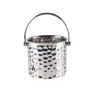 Hammered Stainless Steel Metal <b>Ice</b> <b>Bucket</b> with Lid Handle Tongs & Double Walled Insulation for Ultimate Beverage Chilling - Product Image 1