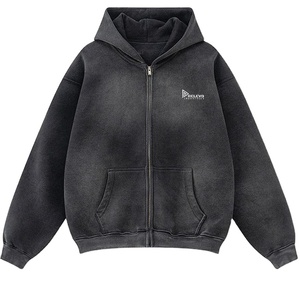 Ensemble de survêtement unisexe en mélange de coton, sweat à capuche et pantalon de survêtement effet délavé, vêtements de sport décontractés pour la gym et la course, logo personnalisé disponible - Product Image 1