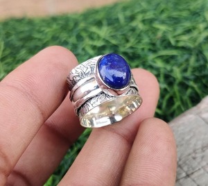 Tendance 925 Sterling Silver Boho Style Lapis Gemstone Ring Bijoux Faits À La Main avec Rhodium Placage Cadeau De Mariage pour Femmes Filles - Product Image 2