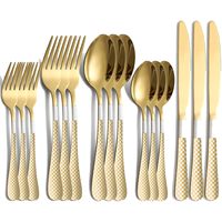 Meilleur prix pour un ensemble de couverts en laiton, vaisselle de table, vaisselle de cuisine, style américain, peint à la main, couleur personnalisée, finition dorée