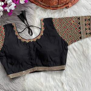 Seda romana de diseñador con blusa bordada pesada Fabricante y proveedor de Surat a tarifa mayorista - Product Image 6