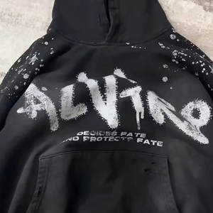 320gsm personnalisé Vintage polaire 100% coton fabrication de vêtements de haute qualité grande taille lourd sweat à capuche d'hiver - Product Image 3