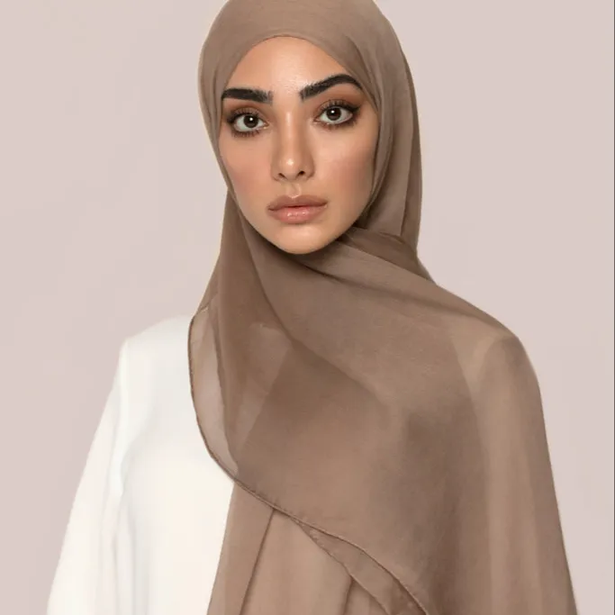 Bufanda de gasa de seda arrugada para mujeres musulmanas, velo de boda texturizado de lujo, chales de gasa de crepé