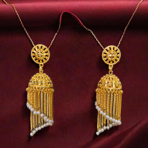 ชุดต่างหูใหม่ล่าสุดพร้อมดีไซน์แบบดั้งเดิมต่างหูชุบทอง22CT แบบ Jhumka สำหรับผู้หญิง - Product Image 1