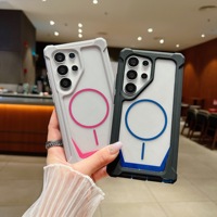 Defender 2-en-1 Sans Fil Charge Magnétique Retour Acrylique Téléphone étui pour samsung S20 Plus S21 Ultra S22 S23 S24 S25 Ultra
