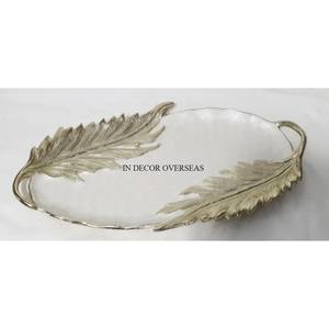Antique Eye Catching Look White Color Unique Texture Interior With Gold Plated Exterior <b>Heavy</b> <b>Duty</b> Metal Flowers Designer Bowl - Product Image 4