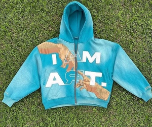 Sudadera con Capucha Oversize de Algodón Pesado con Parches Desgastados Estilo Urbano para Otoño Invierno - Product Image 2