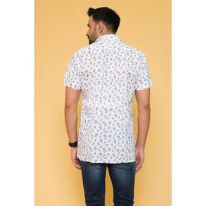 Handmade Indian Block Print Boho Cotton <b>Shirt</b> <b>for</b> <b>Men</b> Floral Pattern Short Sleeves Lightweight Button-Down Collar Breathable - Product Image 5