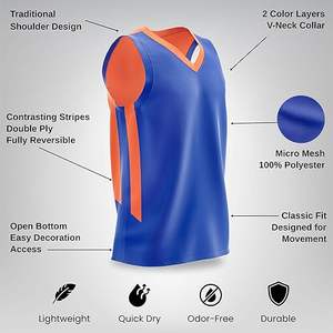 Maillots de basket-ball athlétiques réversibles en mesh de haute qualité pour jeunes - Product Image 4