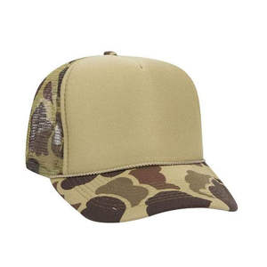 Gorra de camionero de espuma de malla personalizada frontal de 5 paneles de béisbol de alta calidad gorras de camionero de camuflaje en blanco - Product Image 1