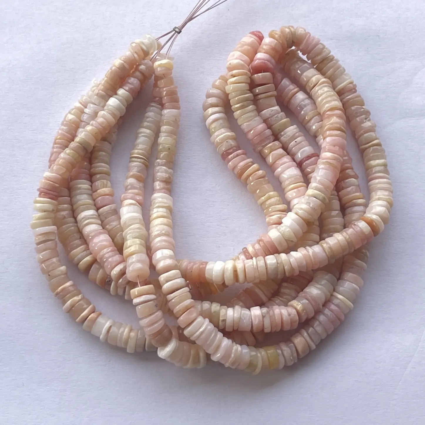 4Mm 5Mm 6Mm 8Mm Natuurlijke Peruaanse Roze Opaal Gladde Heishi Band Edelsteen Kralen Streng Groothandel Halfed Voor Sieraden Maken