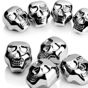 Design moderno in acciaio inox teschio cubetti di ghiaccio riutilizzabili pietre di whisky eco-friendly con Logo personalizzato per le bevande - Product Image 3