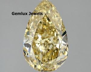 Diamante de laboratorio con corte pera, color amarillo intenso, 8 quilates, certificado IGI, claridad VS, diamante suelto de laboratorio para anillo. - Product Image 1