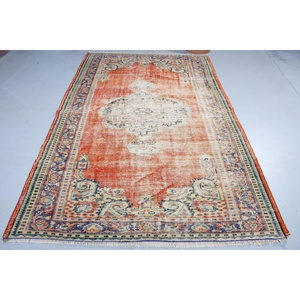 พรมตุรกีวินเทจ ขนาด 5.2x7.9 ฟุต (157x242 ซม.) สีส้ม-น้ำเงินไล่เฉด - Product Image 3