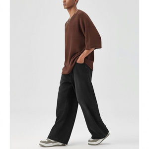 เสื้อยืดทรงบ็อกซี่โอเวอร์ไซส์ผู้ชายคุณภาพสูง ผ้าฝ้าย 100% ถักเนื้อหนา ระบายอากาศได้ดี เป็นมิตรกับสิ่งแวดล้อม ลายเรียบ ขายส่ง - Product Image 3