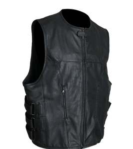 Handmade Classy Collar Sleek Zip-up Slim-fit Biker Racer <b>Leather</b> <b>Waistcoat</b> 2025 Pure <b>Leather</b> Vest Distressed Vest - Product Image 3