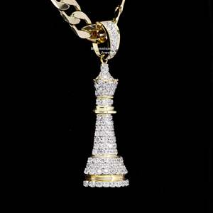 Pendentif Reine d'échecs Iced Out en Moissanite, en argent 925, Pendentifs de luxe à thème, Unisexe, pour usage quotidien - Product Image 3