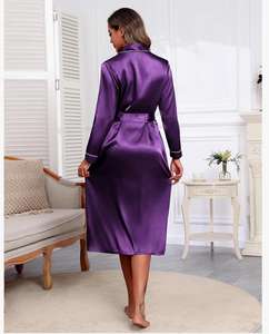 Ekouaer Women's Soft Lightweight Full-Length Satin Bathrobe Long Sleeves Casual <b>Dresses</b> <b>for</b> <b>Wedding</b> Parties Floor-Length - Product Image 4