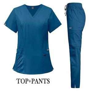 Women's Medical <b>Scrubs</b> Nurse Uniform <b>Top</b> Woven Fabric <b>Scrub</b> Sets for Hospitals OEM Service Available - Product Image 4