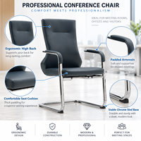 Chaise de conférence ergonomique en cuir PU avec base en chrome pour salle de réunion professionnelle, bureau ou salle d'attente