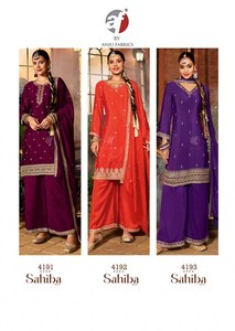 Traje moderno de diseñador de tendencia al mejor precio Pure Chinon Kurti Pant & Dupatta con bordado y trabajo manual Compras en línea India - Product Image 6