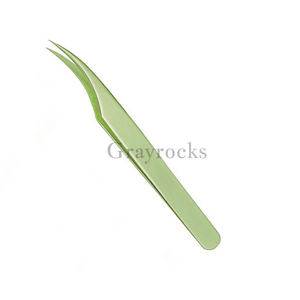 Pinzas de Acero Inoxidable Curvas Estilo Luna Verde GE-5555-93 de Gray Rocks, Logotipo Personalizado para Extensión de Pestañas, Volumen, Hechas a Mano - Product Image 6