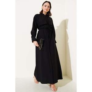 Robe Ceinturée en Corde Détaillée Noir - Product Image 1