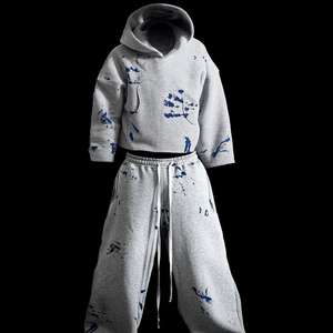 Haute qualité femmes été automne décontracté vêtements de sport sweat à capuche large jambe pantalon survêtement respirant coton éponge impression personnalisée - Product Image 4