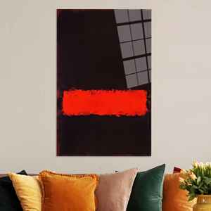 Impresión Abstracta en Lienzo Inspirada en Rothko en Rojo y Negro Intenso, Arte en Vidrio Templado - Product Image 1