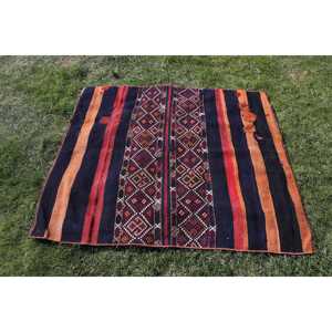 Alfombra de 3.5x4 pies, Alfombra Pequeña Vintage, Alfombra Roja Kilim Ombr - Product Image 3
