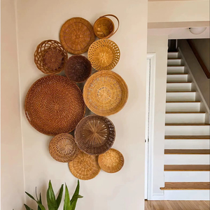 ชุดตกแต่งผนังตะกร้าหวาย สไตล์โมเดิร์นอาร์ตเดโค โบโฮ จานสาน (ชุด 12 ชิ้น) - Product Image 1