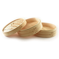 Cuiseur vapeur portable en bambou naturel, ensemble de cuisson à la vapeur en bambou à un niveau pour la cuisson de baos, de raviolis et de dim sum