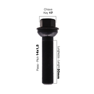 10 boulons noirs ch.17 14x1,5 l.50mm sphériques - Product Image 2