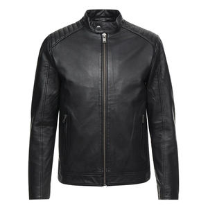 Chaqueta de cuero PU de alta calidad para hombre, chaqueta de cuero para hombre con logotipo personalizado, estilo callejero con calefacción de invierno, precio al por mayor - Product Image 1