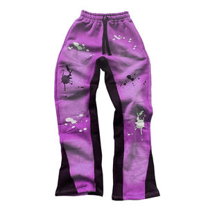 Best Selling Mid Waist Flared Sweatpants Casual Jogger Track Pants With Sun Fad Acid <b>Wash</b> Flare Drafting Sweat Pants - Product Image 5