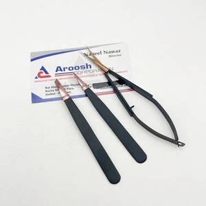 <b>Eyebrow</b> Tweezers Set Wholesale Stainless Steel Spring Scissor Rose Gold With Black Slanted Plucking Tweezers For <b>Hair</b> <b>Removal</b> - Product Image 6