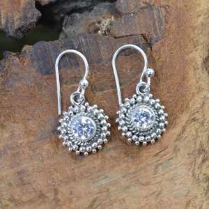 Topacio blanco 925 plata esterlina corte piedras preciosas gancho pendientes joyería hecha a mano regalo para mujeres para todas las ocasiones - Product Image 2