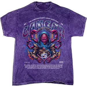 Unisex Casual Trendy Vintage Acid Wash Camiseta 100% algodón Drop Shoulders Prime Quality para Puff Print Graffiti Short Knitted - Product Image 3