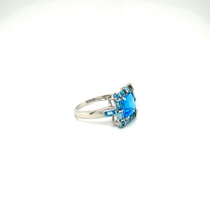 แหวนพลอยบุษราคัมสีฟ้าพร้อม925เงินแท้ของขวัญครบรอบที่สมบูรณ์แบบสำหรับผู้หญิง - Product Image 4