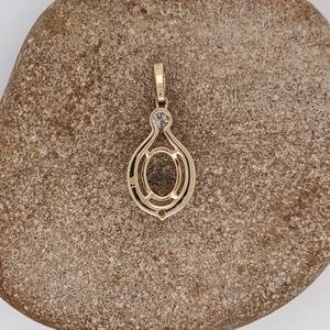 Pendentif en argent sterling 925 massif 9x7mm ovale classique semi-monté avec base de sertissage en pierre vierge avec CZ Wedding Wear Fine Jewelry - Product Image 6