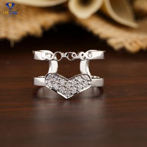 Anillo de diamante de corte redondo TDW 0,19, ajuste de racimo de oro blanco de 18K/banda dividida Cvd/piedra de laboratorio de diamante Hpht - Product Image 2